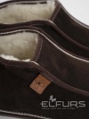 Тапочки кожаные унисекс с овчиной темно-коричневые
